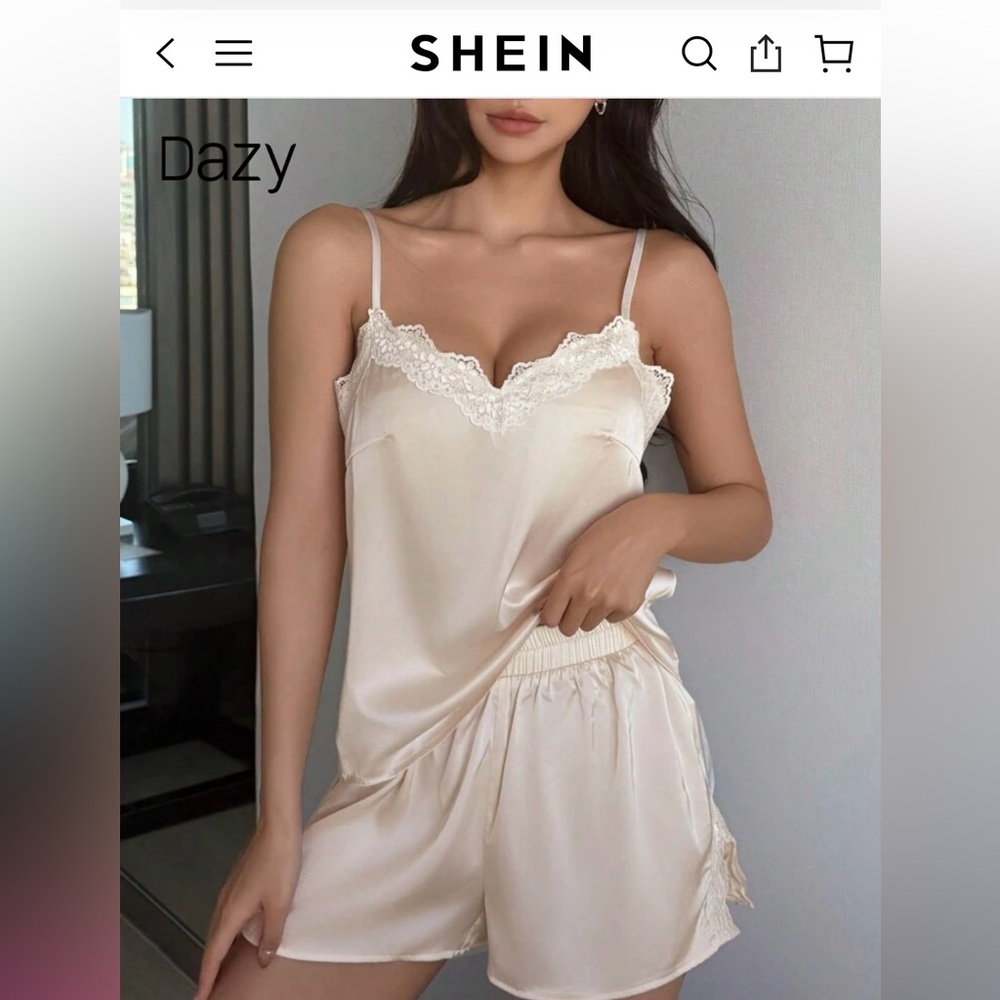 Women's Satin Lace Pajama Set
